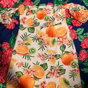 Fruit Tropical Summer Dress (off the shoulders )